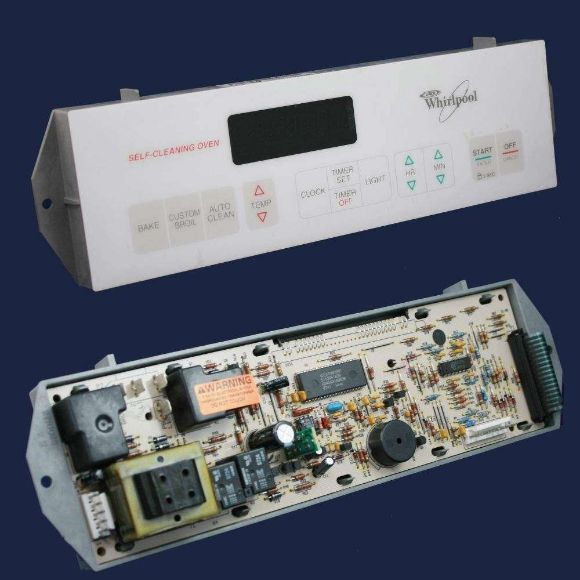 Picture of OEM Whirlpool Range Oven Control Board and Overlay (White) WP6610057