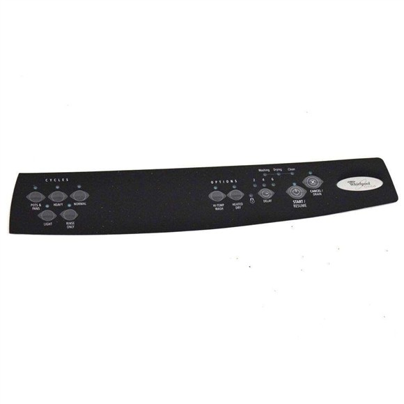 Picture of OEM Whirlpool Dishwasher Control Panel Overlay W10221919