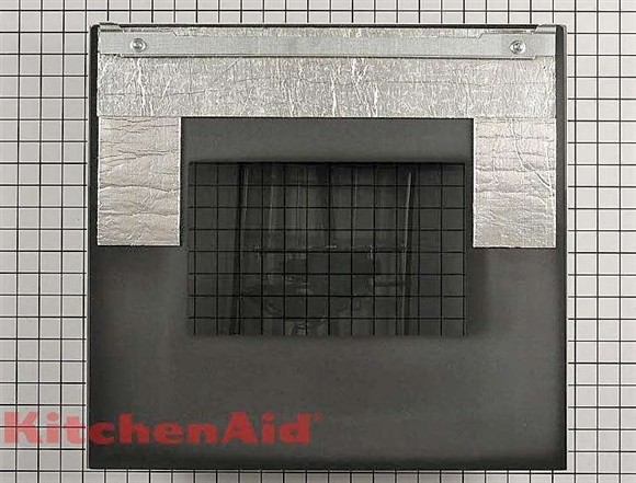 Picture of OEM Whirlpool Wall Oven Door Outer Panel Assembly (Black) W10801069