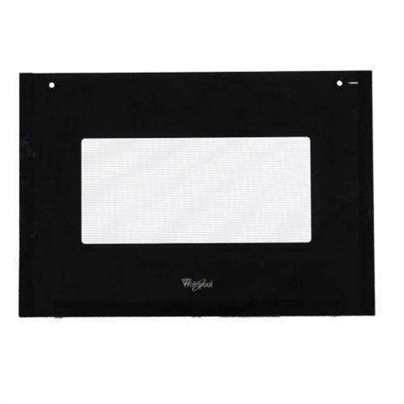 Picture of OEM Whirlpool Range Double Oven Lower Door Outer Panel Assembly (Black) W10677242