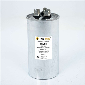 Show details for TITAN PRO Run Capacitor 35+5 MFD 440/370 Volt Round TRCFD355 Picture of TITAN PRO Run Capacitor 35+5 MFD 440/370 Volt Round TRCFD355