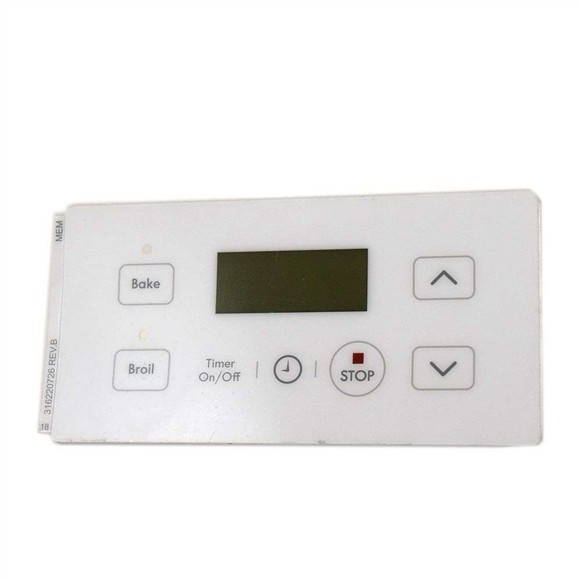 Picture of OEM Frigidaire Wall Oven Control Overlay (White) 316220726