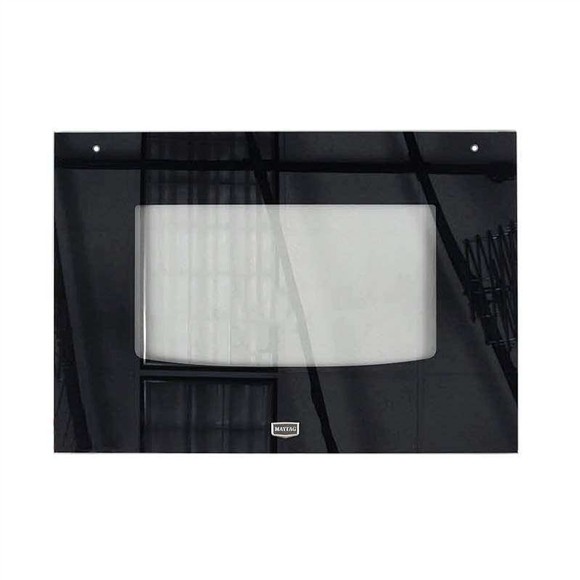 Picture of OEM Whirlpool Maytag Range Oven Door Outer Panel Assembly (Black) W10719623