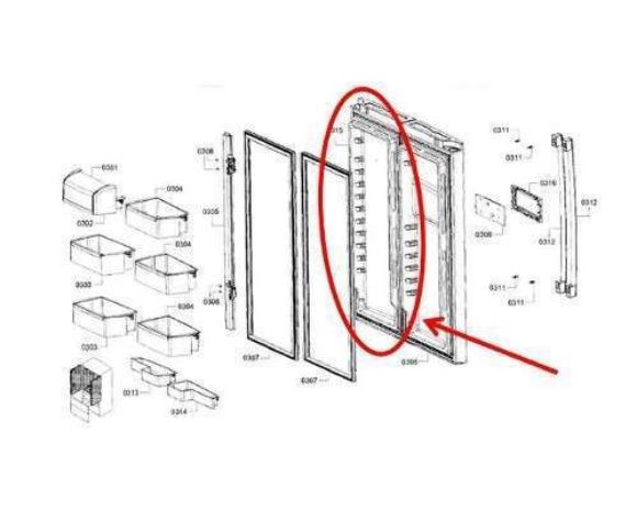 Picture of OEM Bosch Refrigerator Door Assembly (Right) 00715661