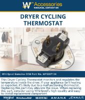 Picture of OEM Whirlpool WP3387134 Dryer Cycling Thermostat