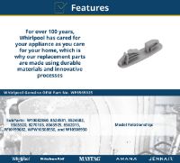 Picture of OEM Whirlpool WP8565925 Dishwasher Upper Rack Track Stop