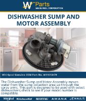 Picture of OEM Whirlpool Dishwasher W11613479 Pump & Motor Assembly