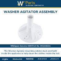 Picture of W11418231 Washer Agitator Assembly – Whirlpool / Maytag / Kenmore | Genuine OEM Part