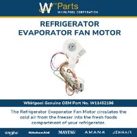 Picture of W11452196 Evaporator Fan Motor – Whirlpool / KitchenAid / Maytag Refrigerator | Genuine OEM Part